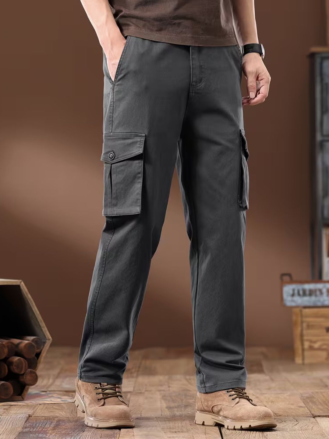 Men'S Slim-Fit Business Casual Pants - Solid Color