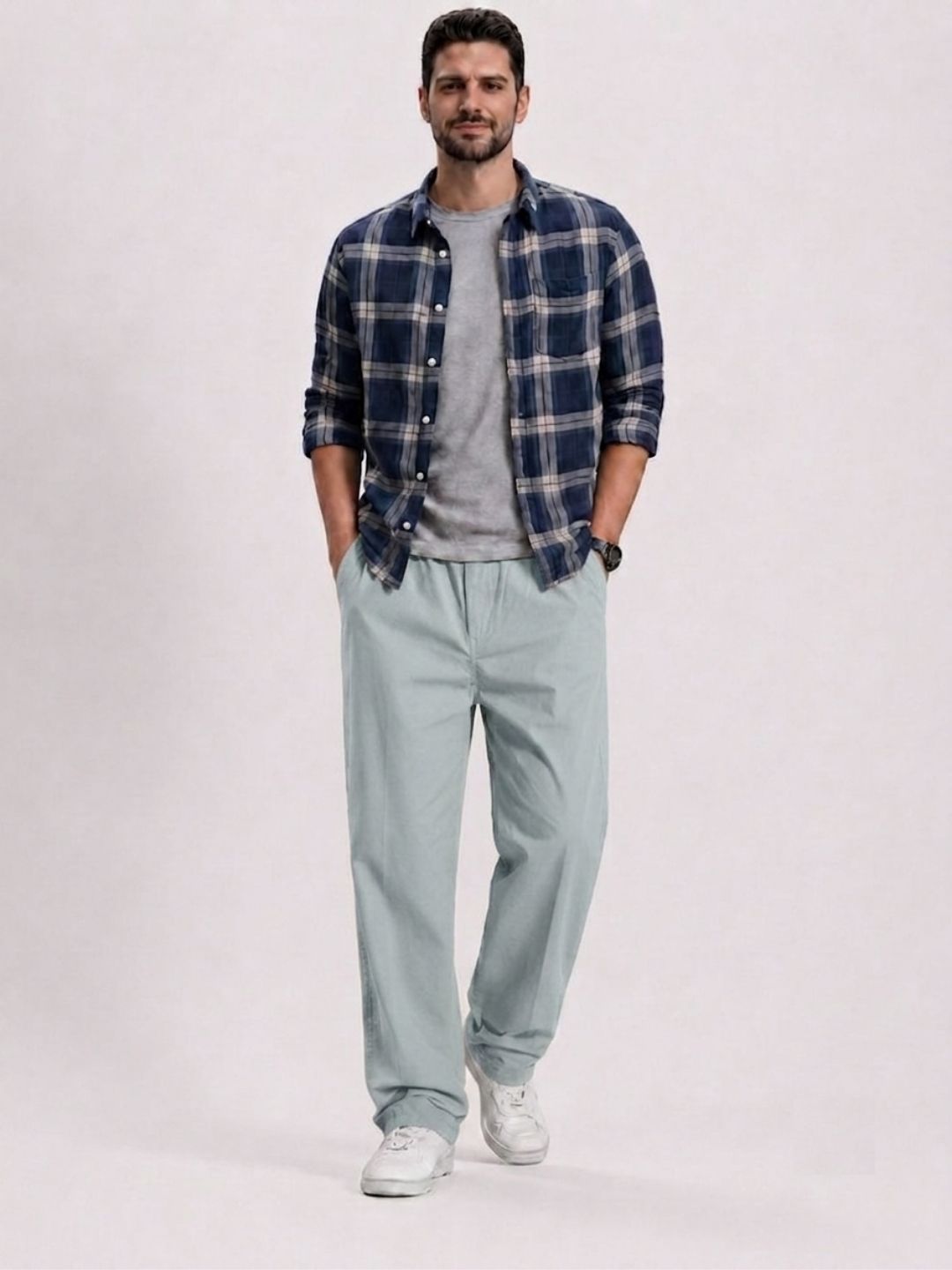 Premium Men’s Cotton Pants Lycra - LT SKY