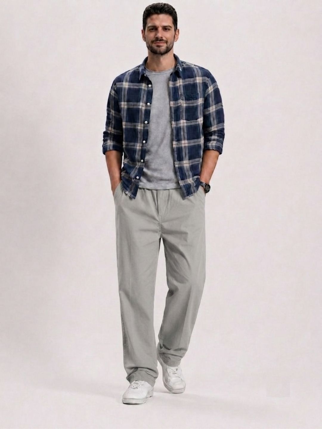 Premium Men’s Cotton Pants Lycra - ASH