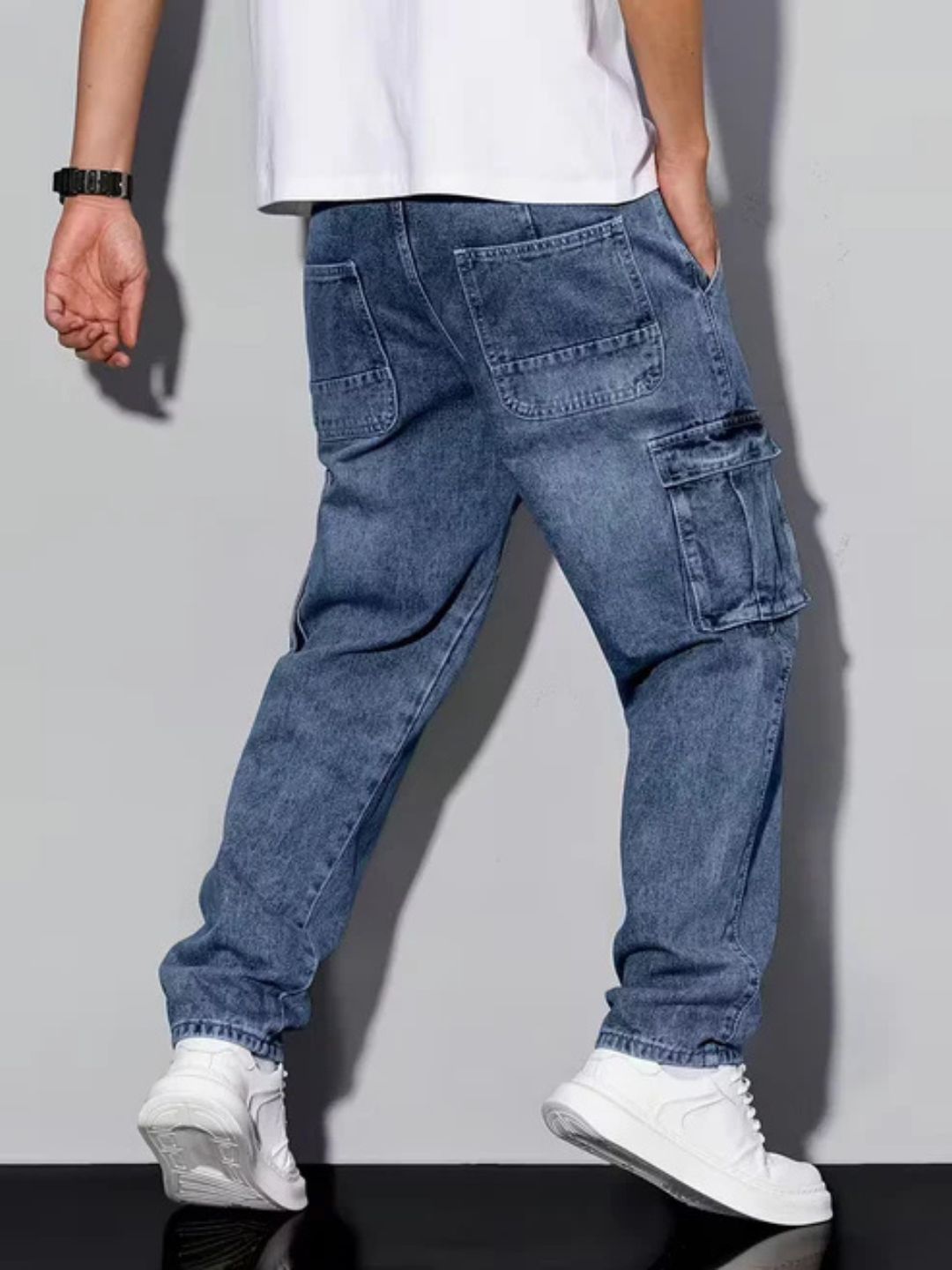 Premium Stretchable Cargo Baggy Jeans – 6 Pocket