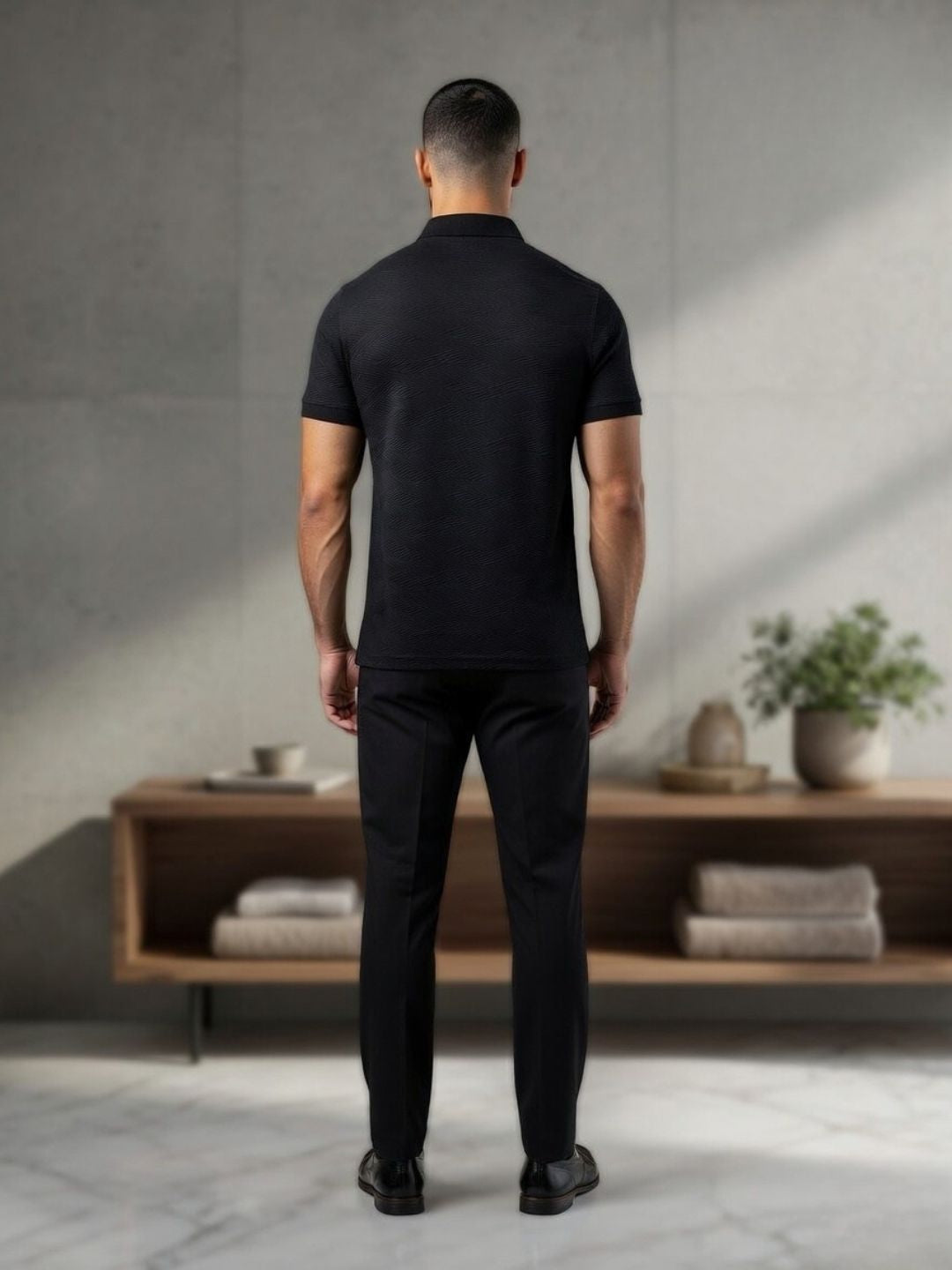 Men’s Premium Textured Polo T-Shirt BLACK