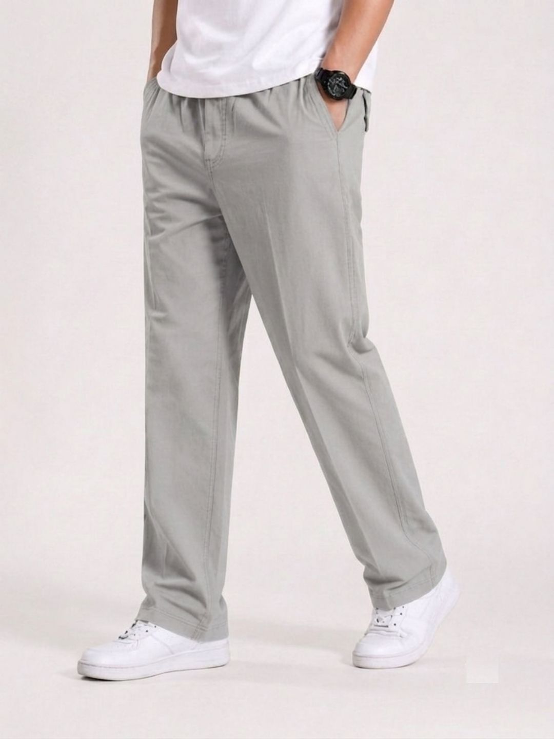 Premium Men’s Cotton Pants Lycra - ASH