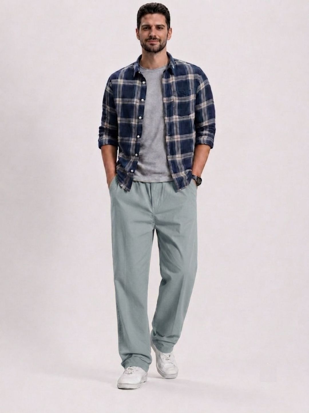 Premium Classic Cotton Trousers - SKY