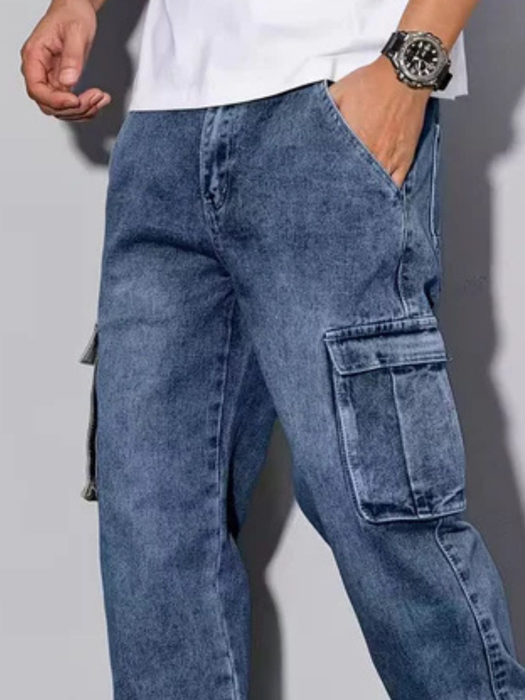 Premium Stretchable Cargo Baggy Jeans – 6 Pocket