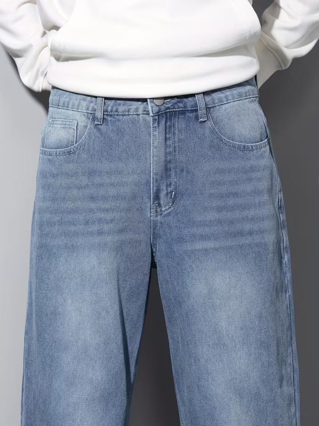 Premium Men’s Lycra Stretch Baggy Whisker Wash Denim