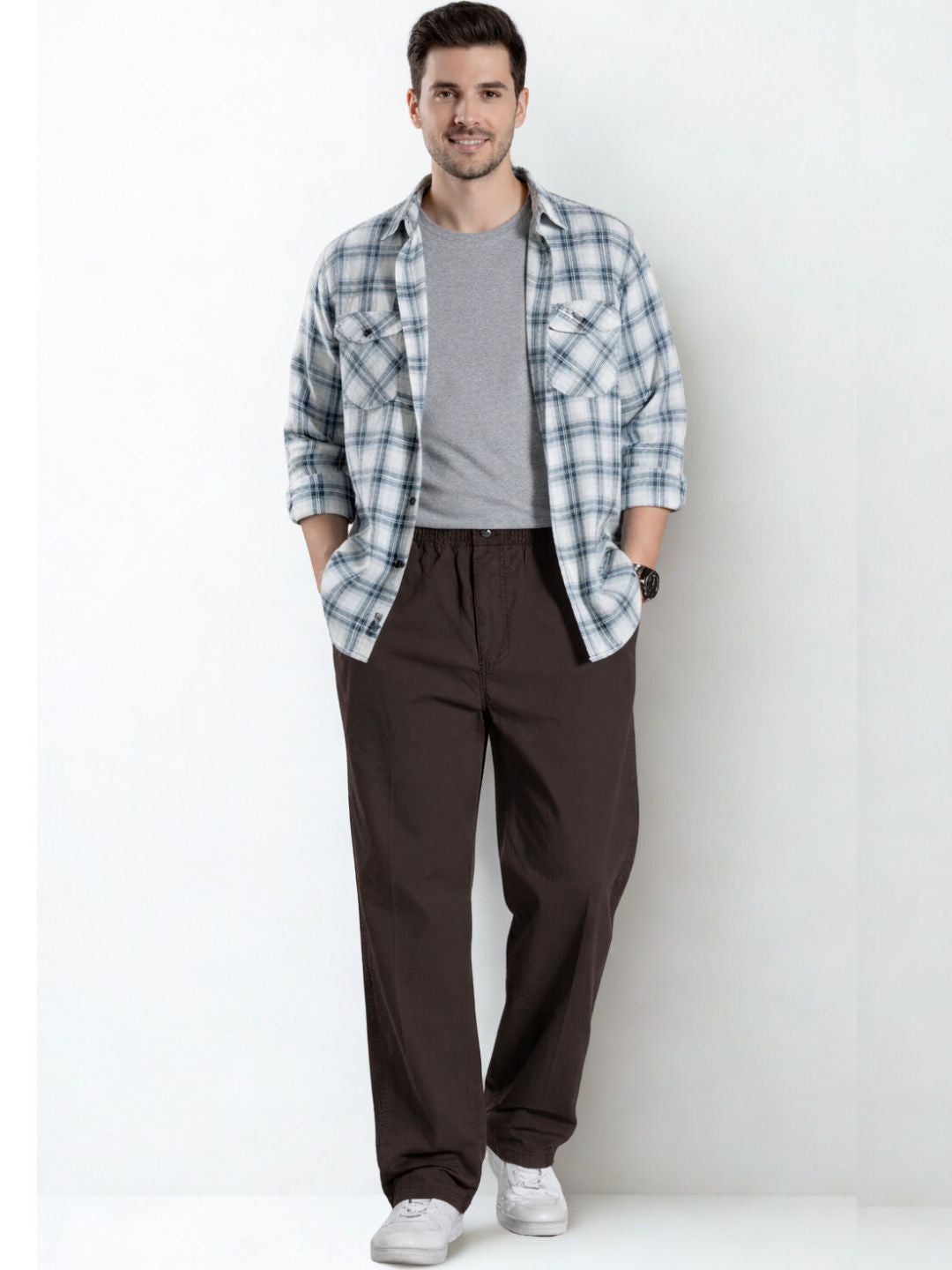 Premium Classic Cotton Trousers – Coffee