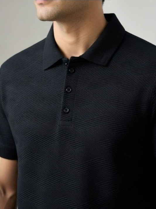 Men’s Premium Textured Polo T-Shirt BLACK