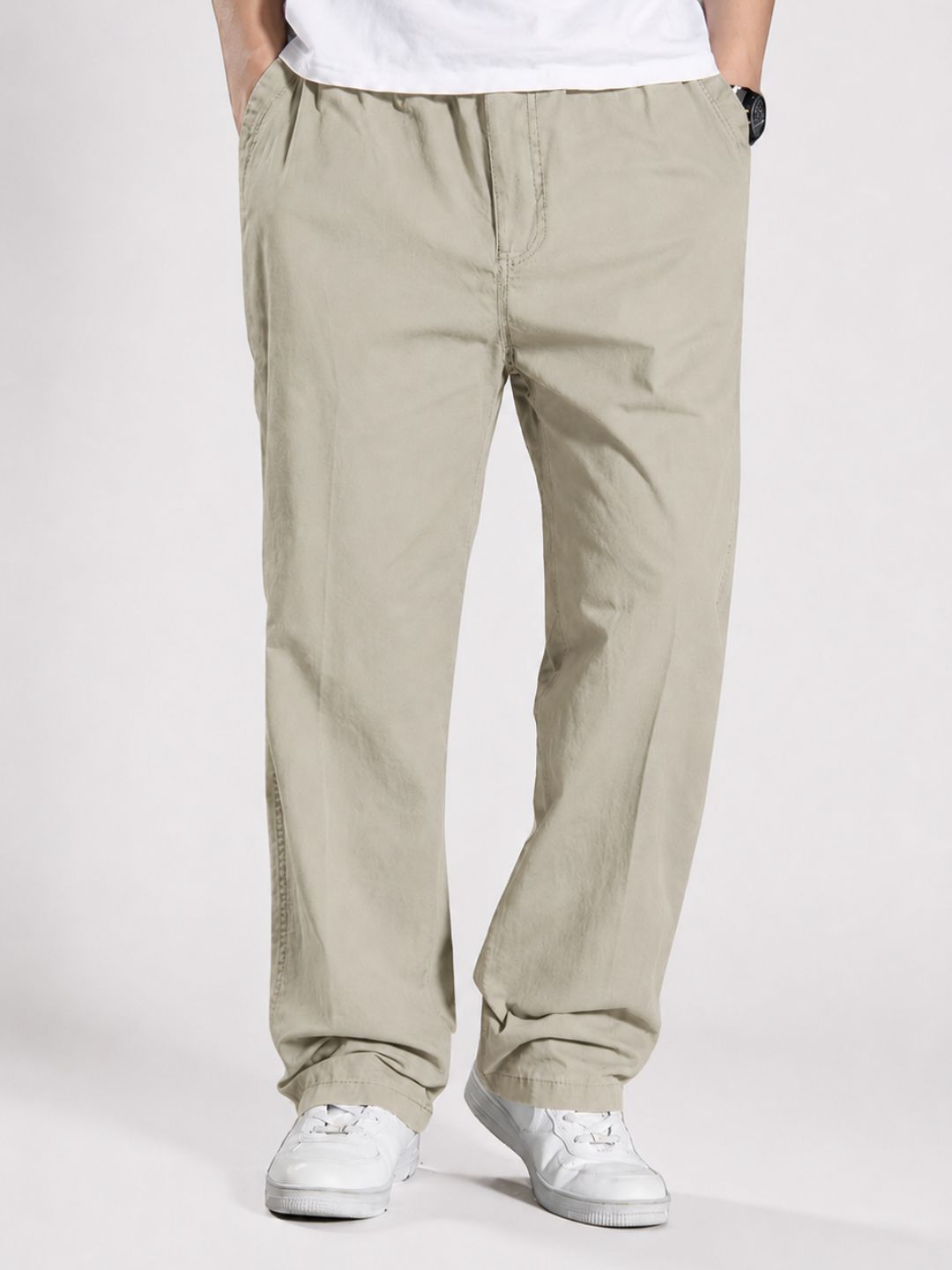 Premium Classic Cotton Trousers - Cream