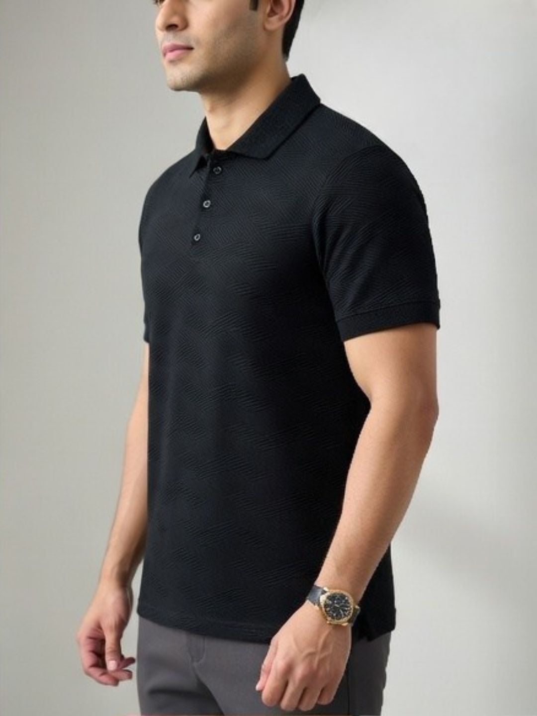 Men’s Premium Textured Polo T-Shirt BLACK