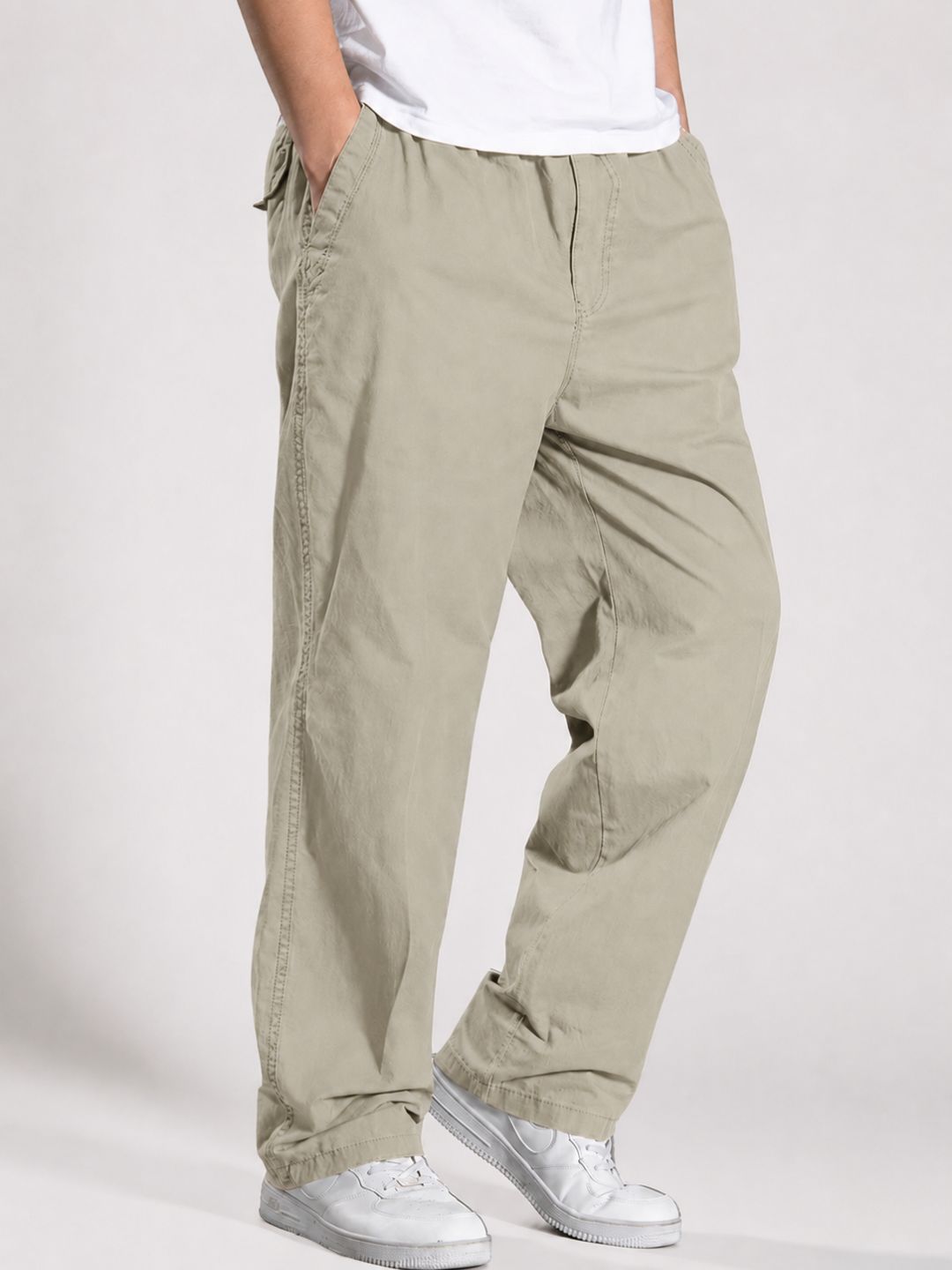 Premium Classic Cotton Trousers - Cream