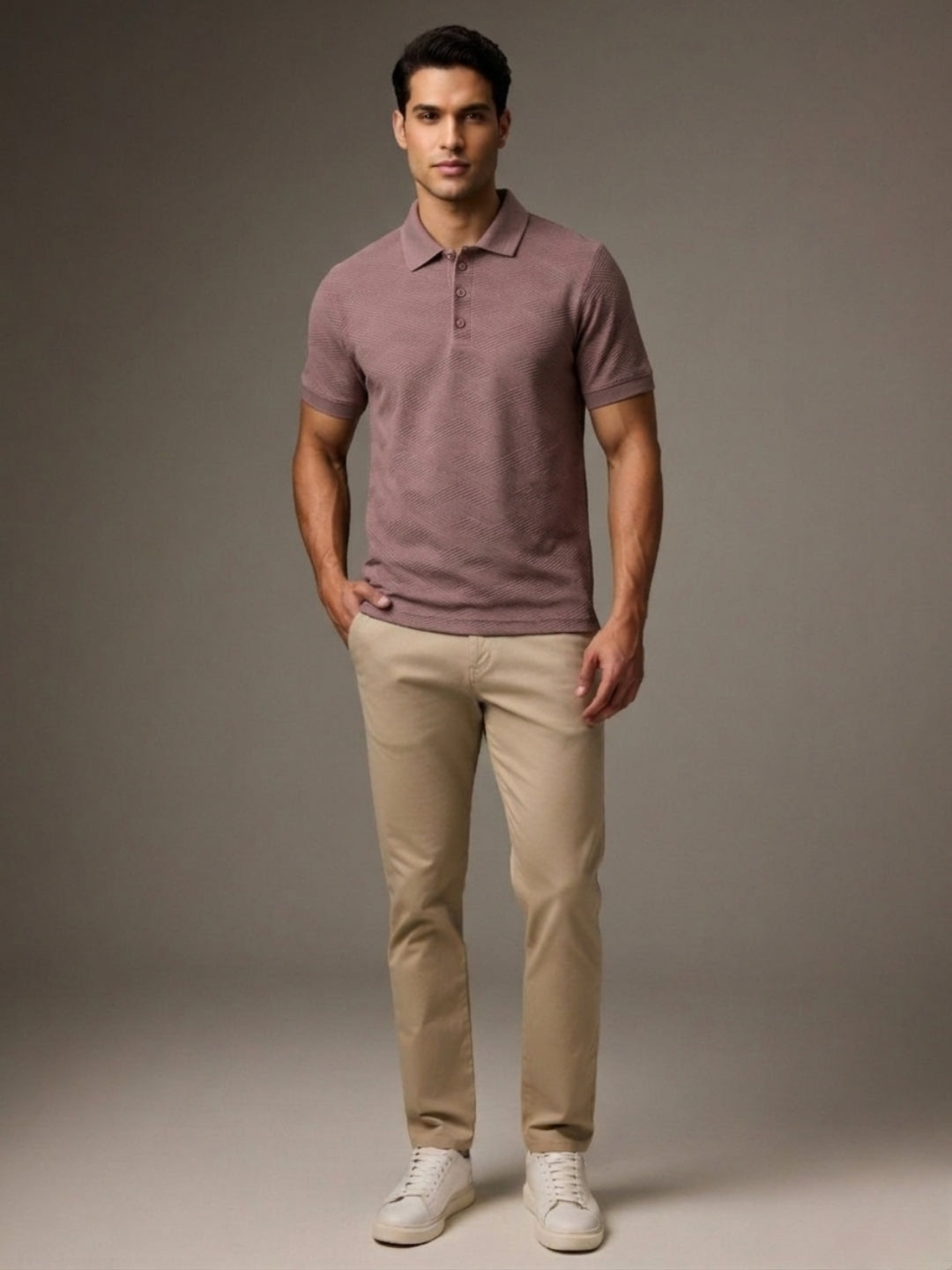Men’s Premium Textured Polo T-Shirt L-BROWN