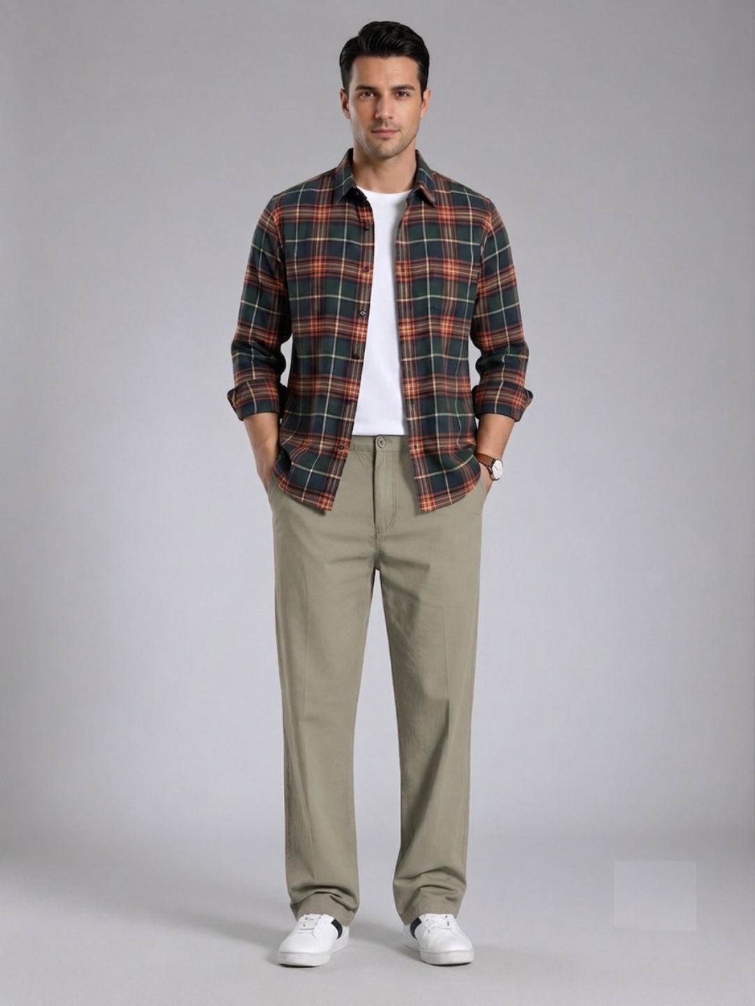Premium Men’s Cotton Pants Lycra - Badami