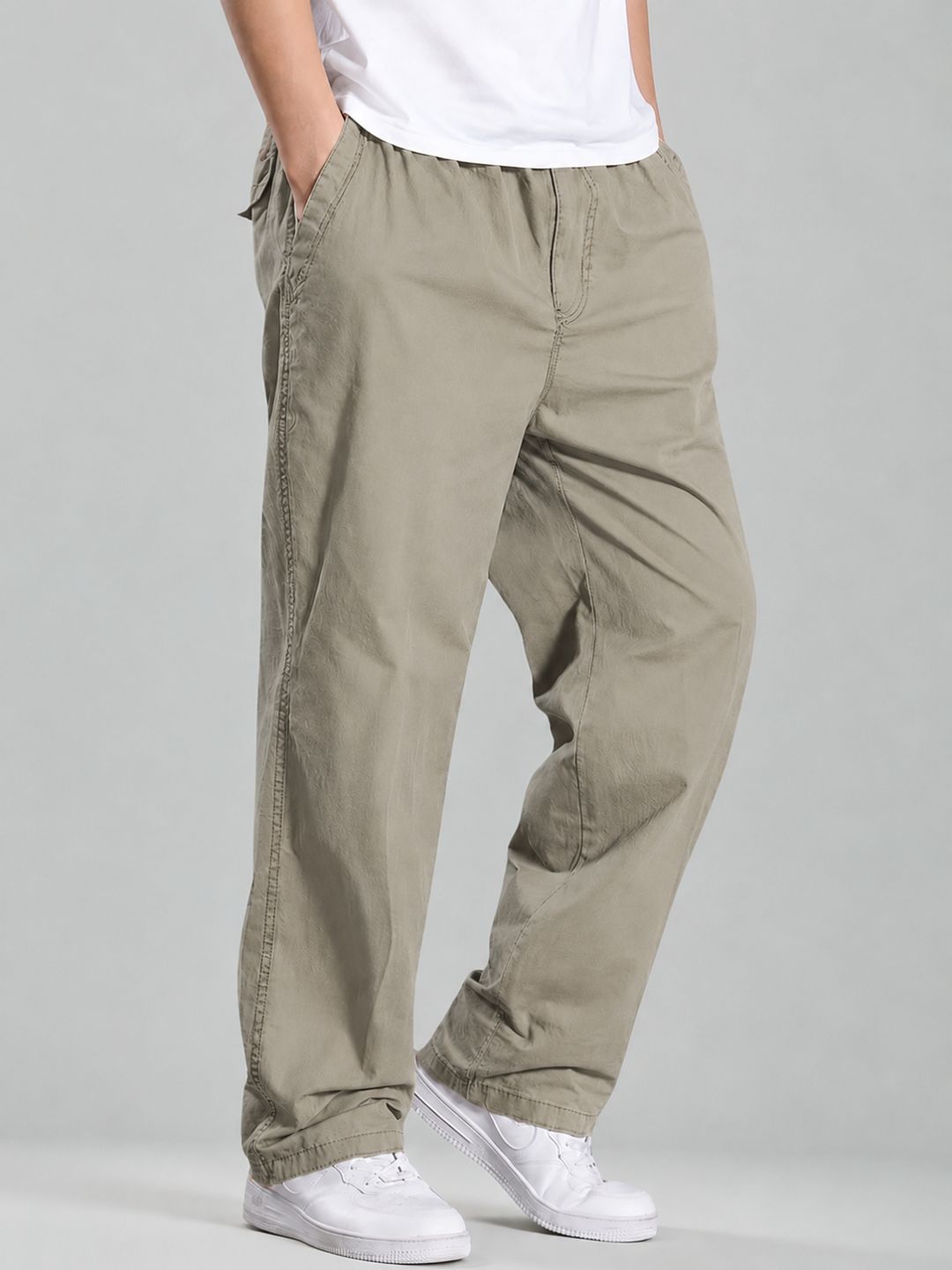 Premium Men’s Cotton Pants Lycra - Badami