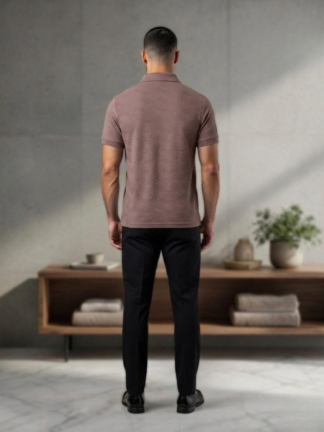 Men’s Premium Textured Polo T-Shirt L-BROWN