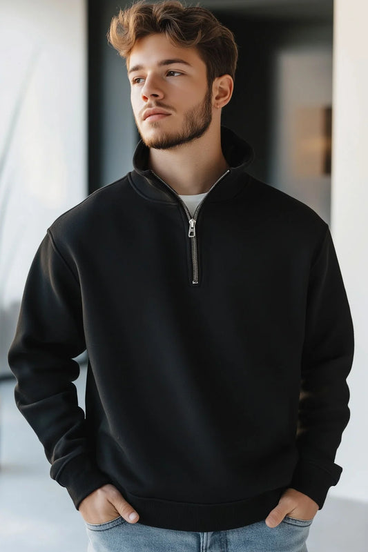 Mock Neck Sweatshirt - Black