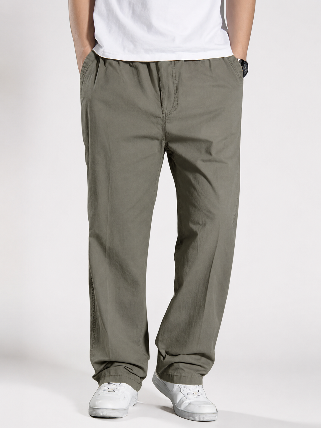 Premium Classic Cotton Trousers - Olive