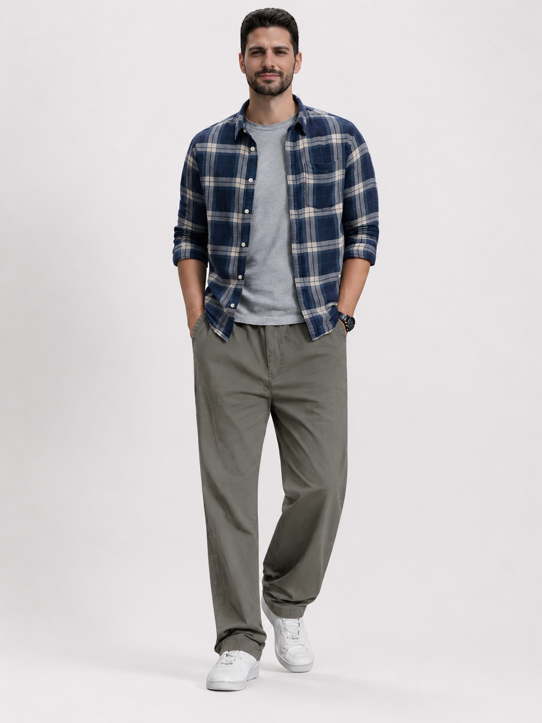 Premium Classic Cotton Trousers - Olive