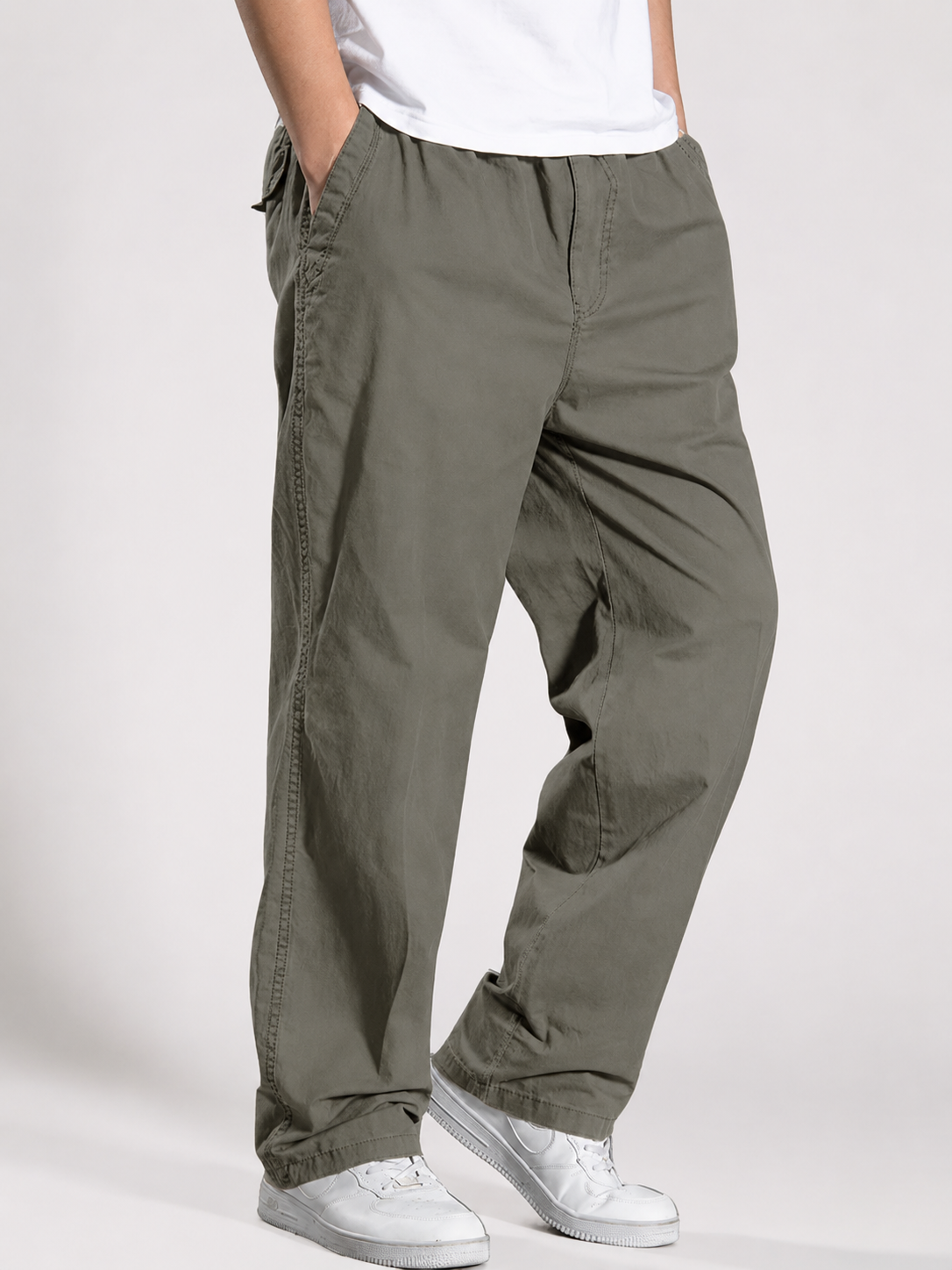 Premium Classic Cotton Trousers - Olive