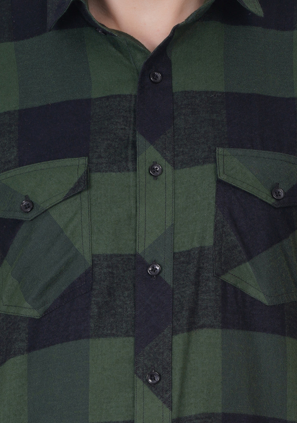 Olive-Green Checked Shirts For Men - ASHTOM