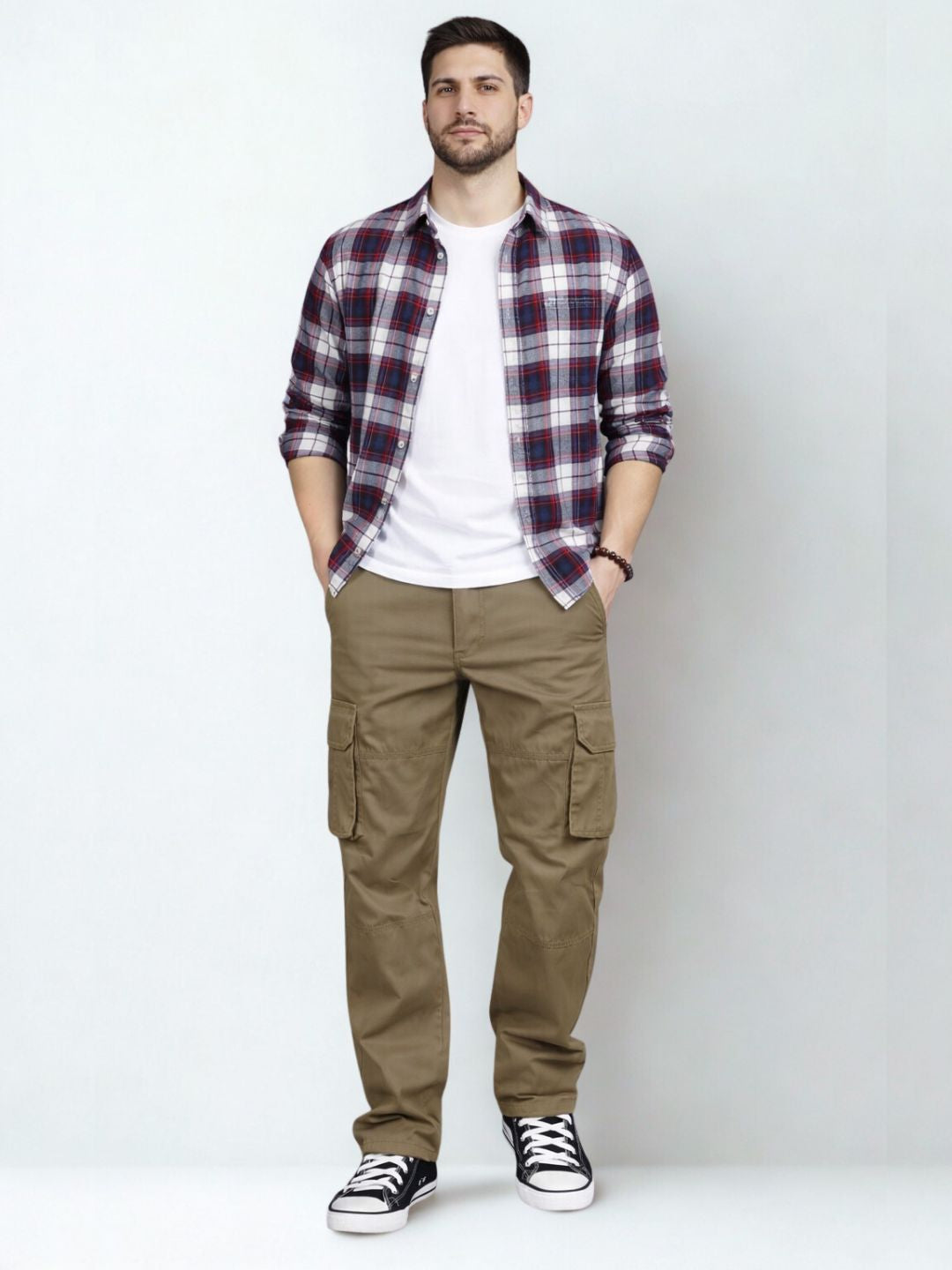 Men’s Regular Fit Cotton Cargo Pants – Dark Khaki