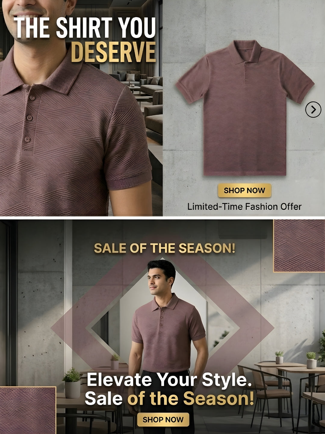 Men’s Premium Textured Polo T-Shirt L-BROWN