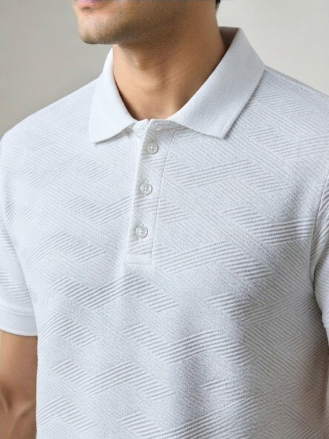 Men’s Premium Textured Polo T-Shirt White