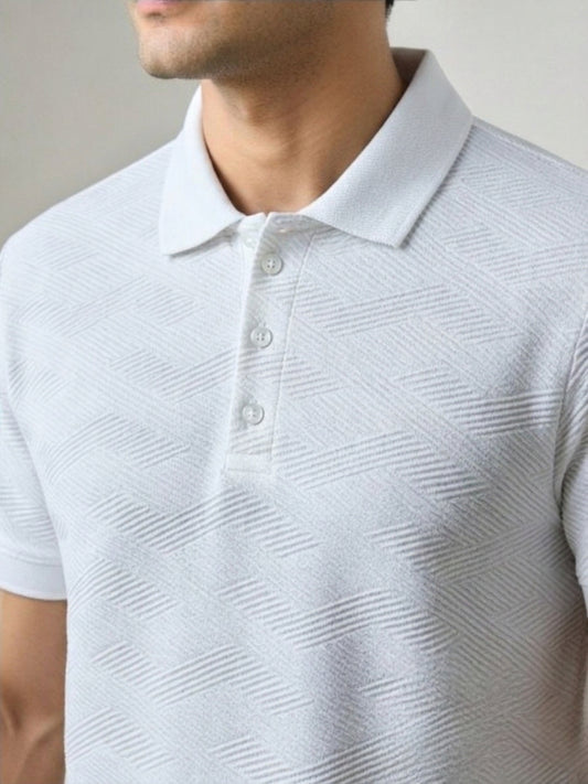 Men’s Premium Textured Polo T-Shirt White