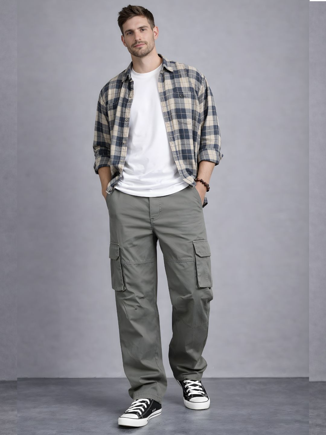 Men’s Regular Fit Cotton Cargo Pants - MGray