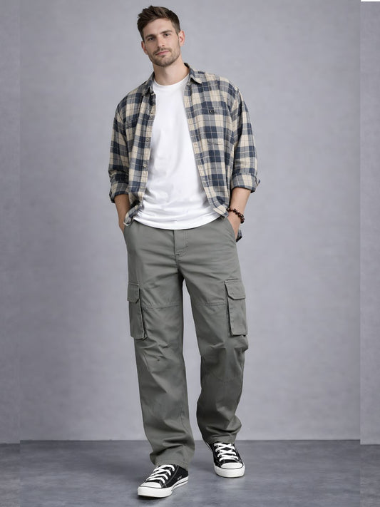 Cotton regular fit cargo Trousers for men