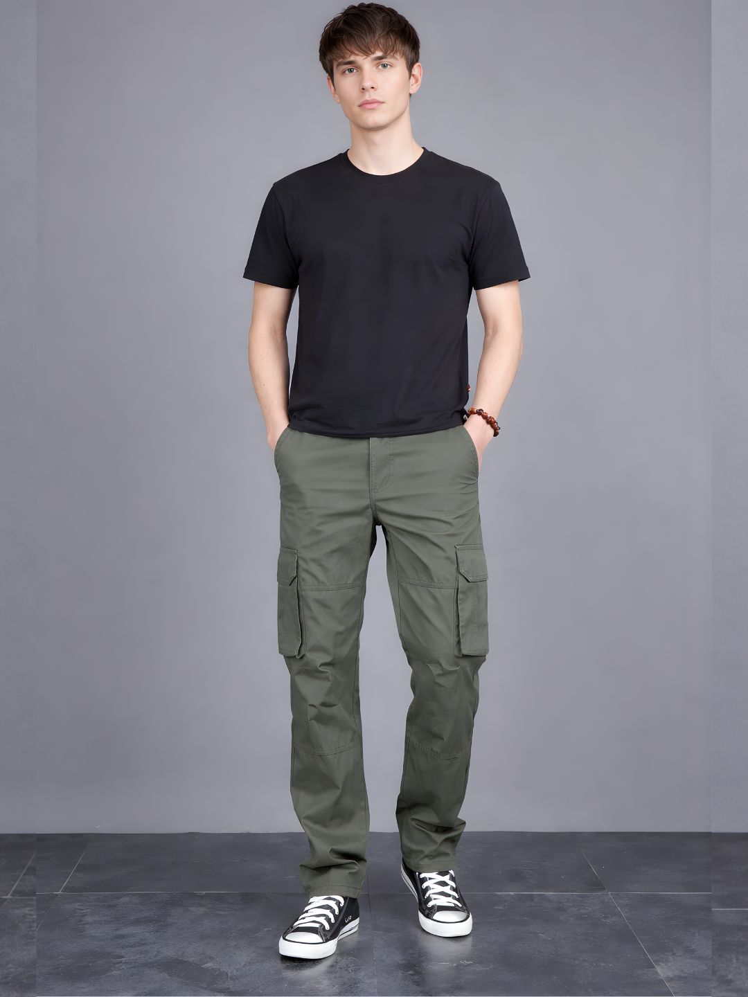 Men’s Regular Fit Cotton Cargo Pants - Olive