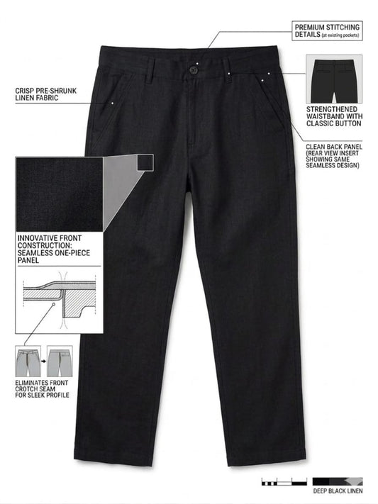 Premium Linen Cargo Pants for Men - Black