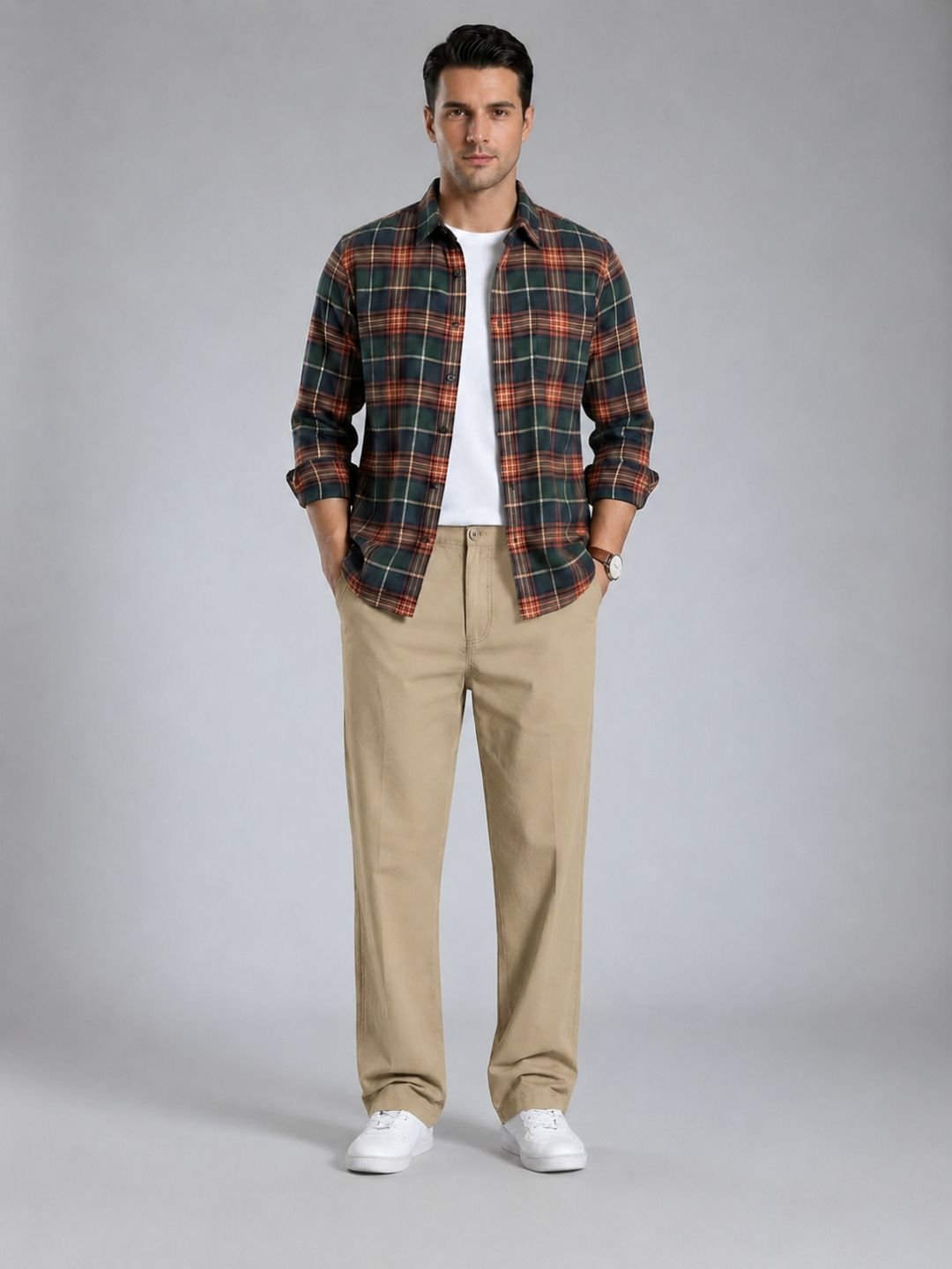 Premium Men’s Cotton Pants Lycra - Khaki