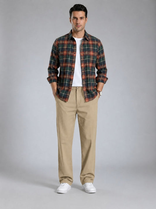 Premium Men’s Cotton Pants Lycra - Khaki