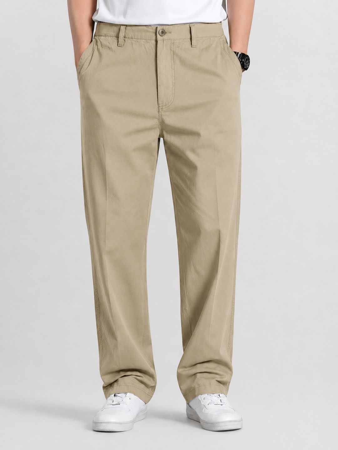 Premium Men’s Cotton Pants Lycra - Khaki
