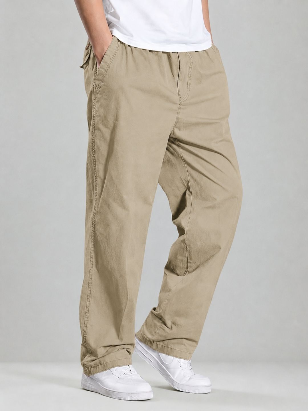 Premium Men’s Cotton Pants Lycra - Khaki
