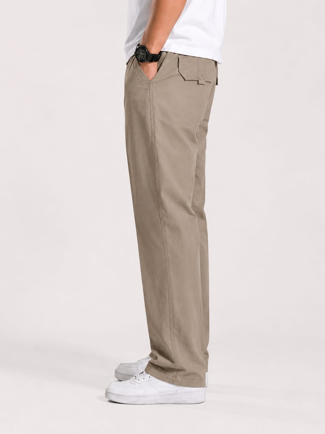 Premium Classic Cotton Trousers - L Brown