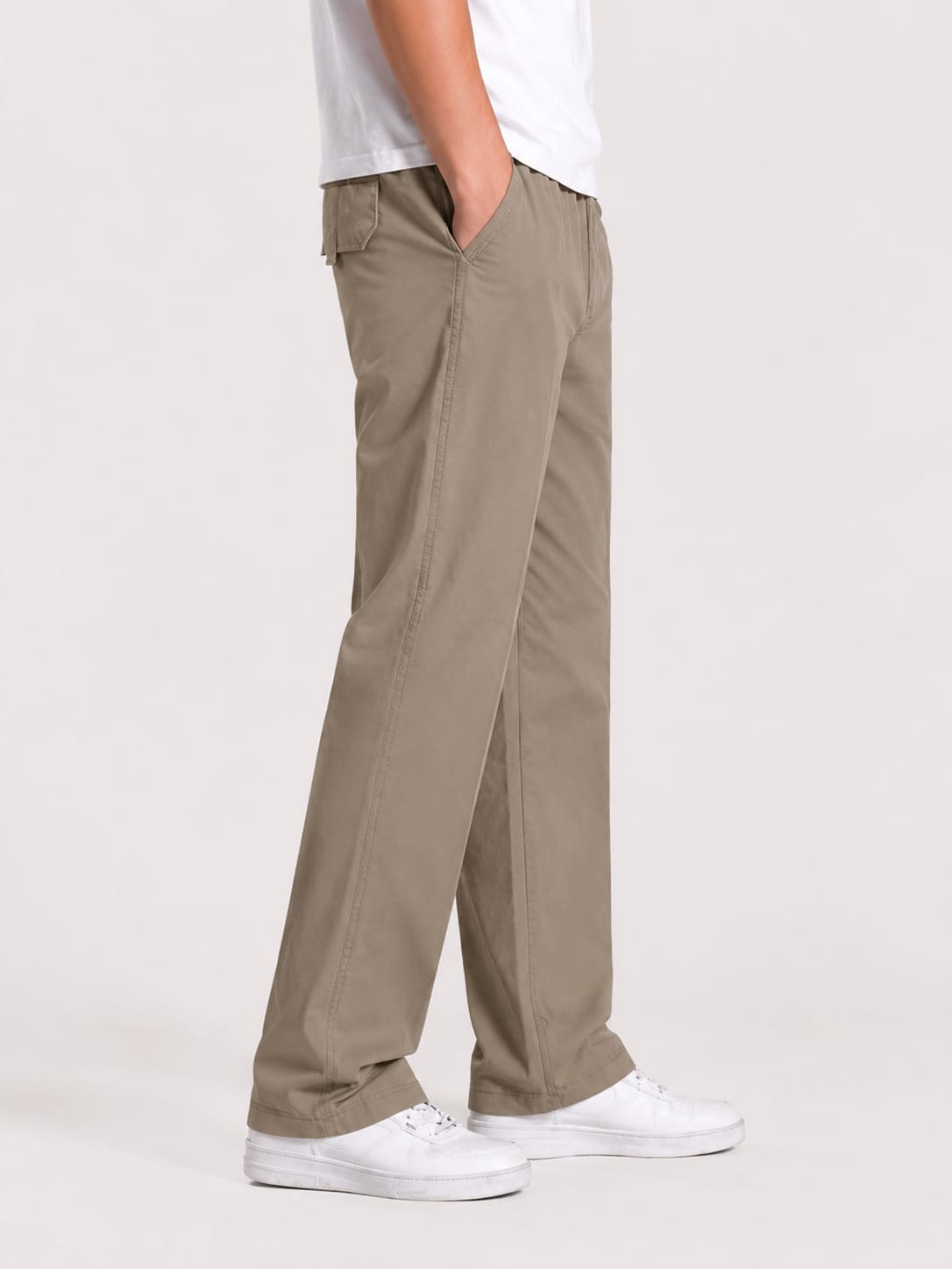 Premium Classic Cotton Trousers - L Brown