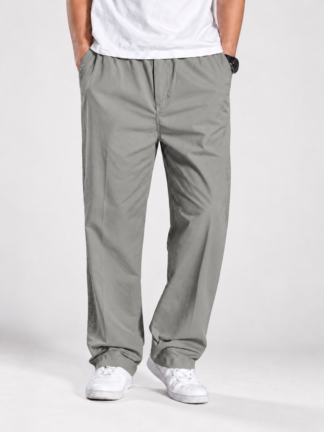 Premium Classic Cotton Trousers - L GRAY
