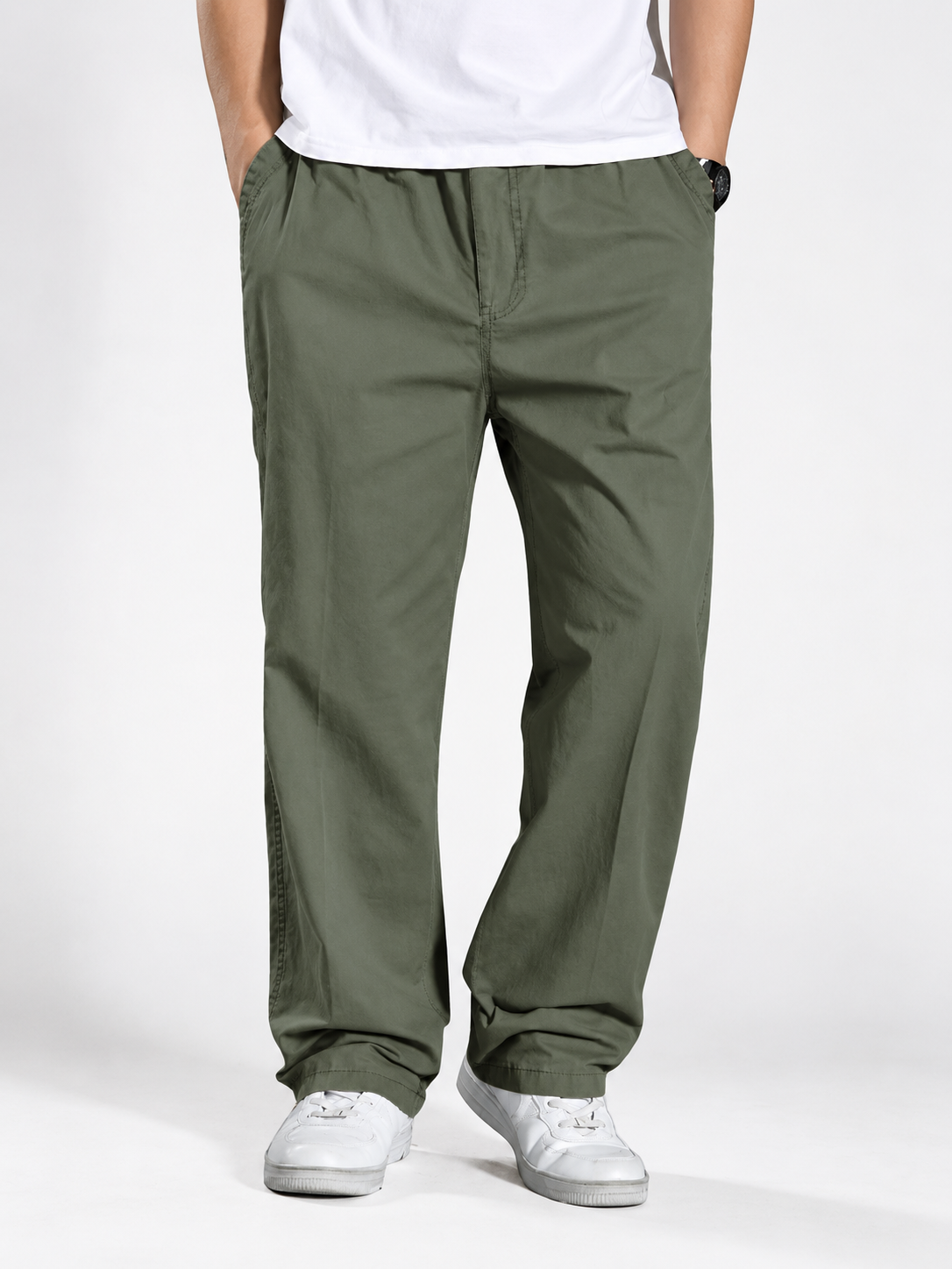 Premium Classic Cotton Trousers - Olive