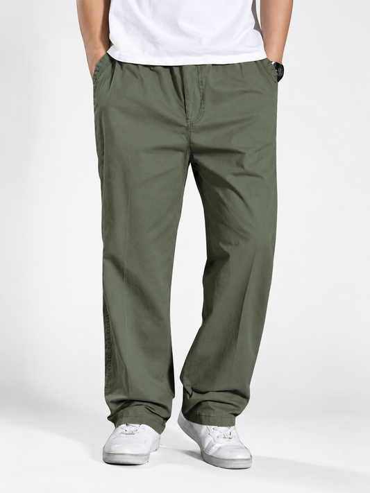 Premium Classic Cotton Trousers - Olive